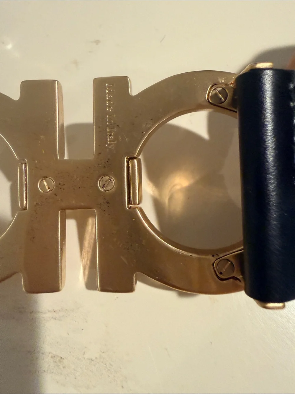 Salvatore Ferragamo Gold Double Gancini Belt Buckle
